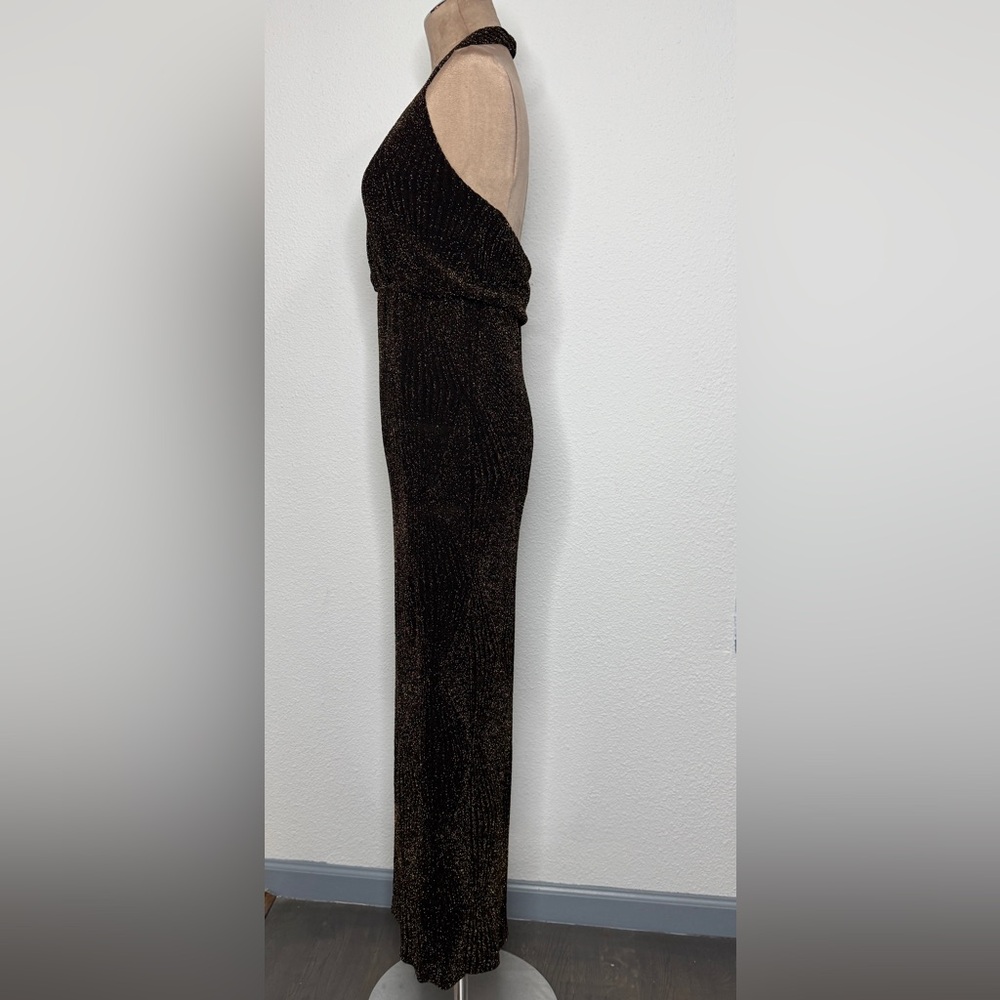 Nasty Gal Black and Gold Halter Dress, Size Medium - Picture 4 of 8